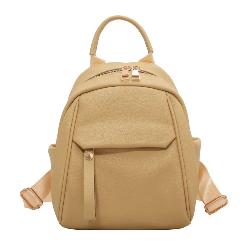 Solid Leather Women Backpack Large Capacity All-Matched Ladies Bag