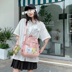 Women Canvas Backpack Female Shoulder Bag Casual College Student Messenger Bags
