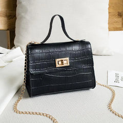 Crocodile Pattern Sling Bag Crossbody Chain Shoulder Messenger Commute Small