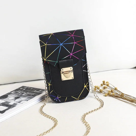 Women's Cross-border Lingge Phone Purse Handbag with Lock Chain