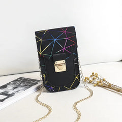 Women's Cross-border Lingge Phone Purse Handbag with Lock Chain