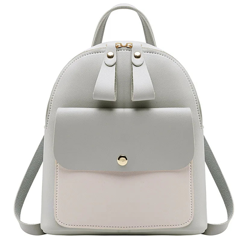 Women's Double Zipper Pull Bump Small Backpack Diagonal Bag Mini Backpack