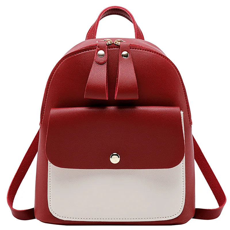 Women's Double Zipper Pull Bump Small Backpack Diagonal Bag Mini Backpack