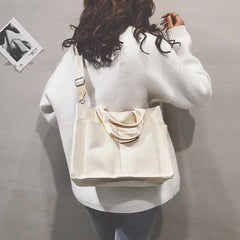 Large Canvas Shoulder Bag Multi-pocket Hand-held Messenger Bag