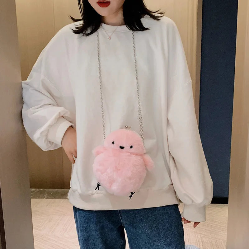 Japanese Style Little Chicken Plush Messenger Bag