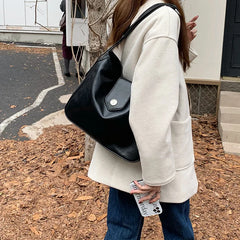 Retro Wax Leather One-Shoulder Tote Bag