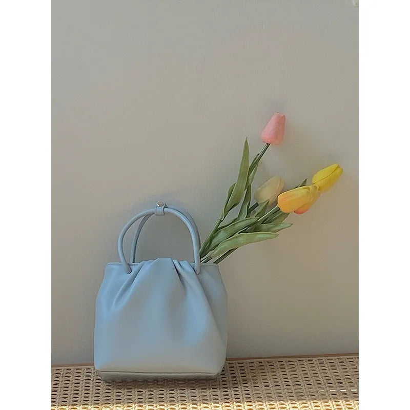 Pleated Small Square Bag Women's Handbag Casual Messenger Bag