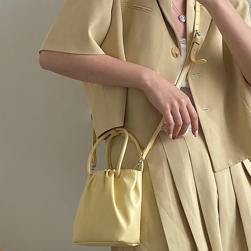 Pleated Small Square Bag Women's Handbag Casual Messenger Bag