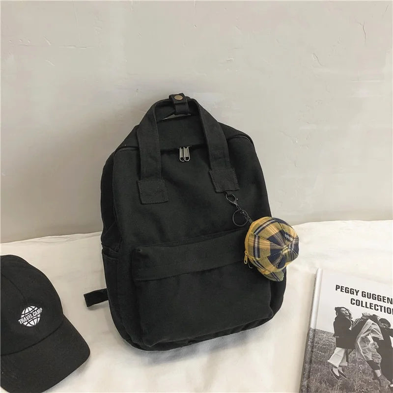 Retro Women Backpack Solid School Bag For Teenage Girl Children Backpacks
