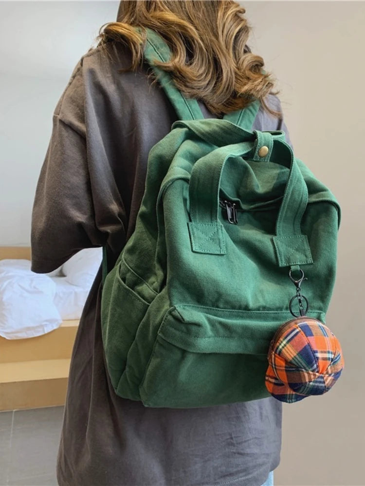 Retro Women Backpack Solid School Bag For Teenage Girl Children Backpacks