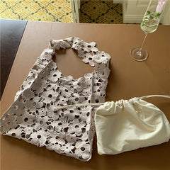 Leisure One Shoulder Bucket Bag Lace Craft Large Capacity