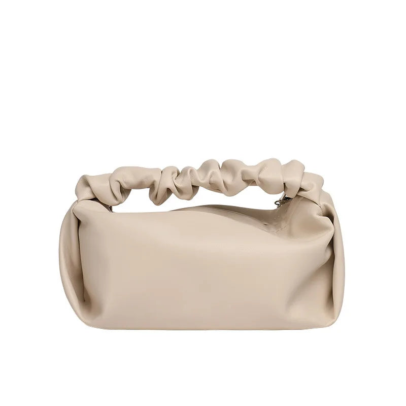 Retro Pleated Shoulder Bag in Soft Leather
