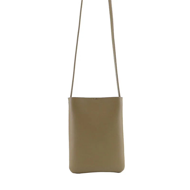 Retro Vertical Ladies Mobile Phone Bag PU Leather Small Shoulder Bag