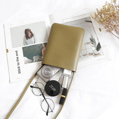 Retro Vertical Ladies Mobile Phone Bag PU Leather Small Shoulder Bag