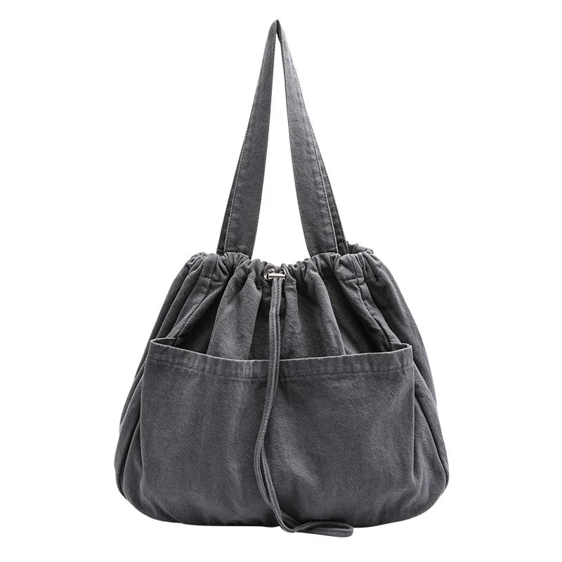 Large-Capacity Canvas Drawstring Bundle Handbag