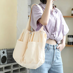 Large-Capacity Canvas Drawstring Bundle Handbag