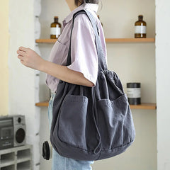 Large-Capacity Canvas Drawstring Bundle Handbag