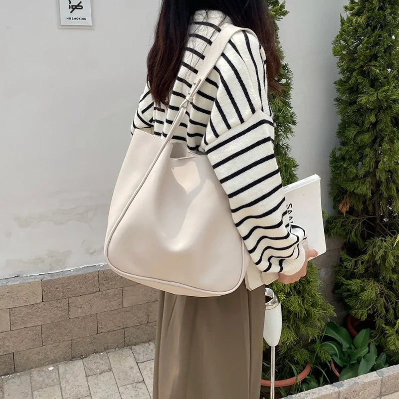 Vintage Large Shoulder Bag PU Leather Handbag Lady Tote