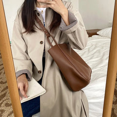 Vintage Large Shoulder Bag PU Leather Handbag Lady Tote