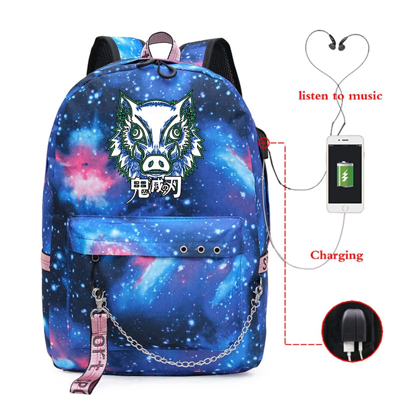Demon Slayer Anime Men's Backpack School Bag Large Capacity Travel Casual