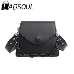 LADSOUL Autumn Women PU Leather Small Bag Solid Chain Portable Shoulder Messenge