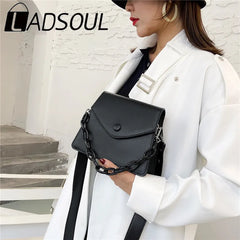 LADSOUL Autumn Women PU Leather Small Bag Solid Chain Portable Shoulder Messenge