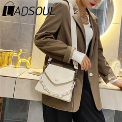 LADSOUL Autumn Women PU Leather Small Bag Solid Chain Portable Shoulder Messenge