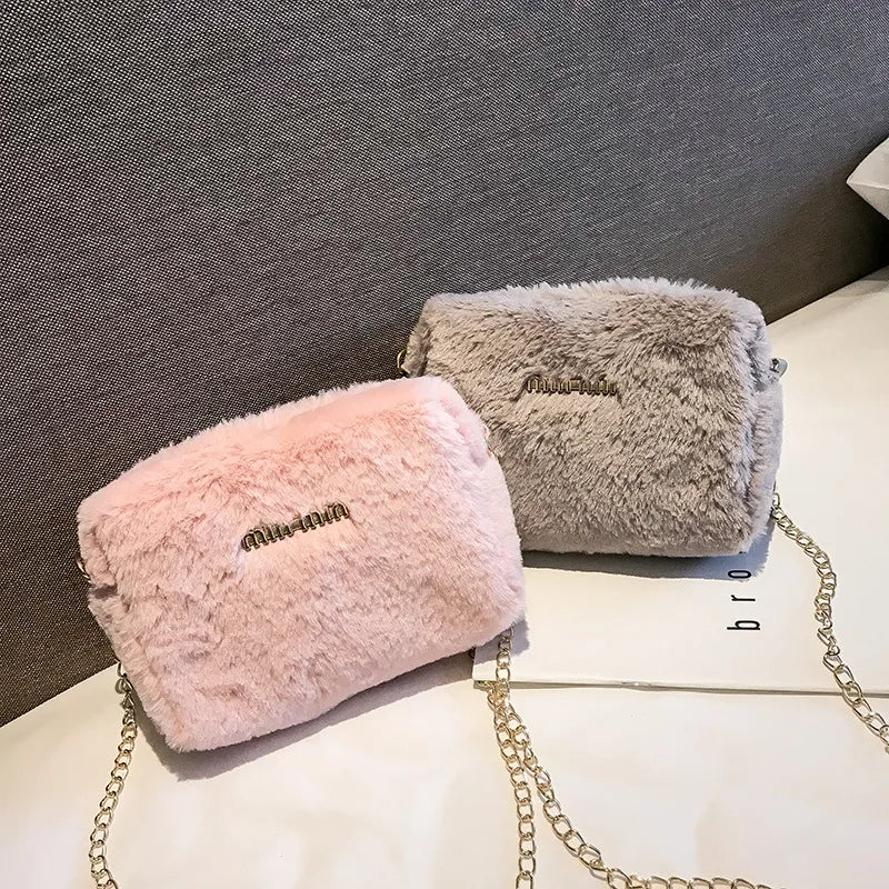 Wild Plush Chain Bag Winter Girl Crossbody Bag
