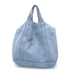 Large Canvas Denim Shopping Bag Neutral Unisex Shoulder Bag