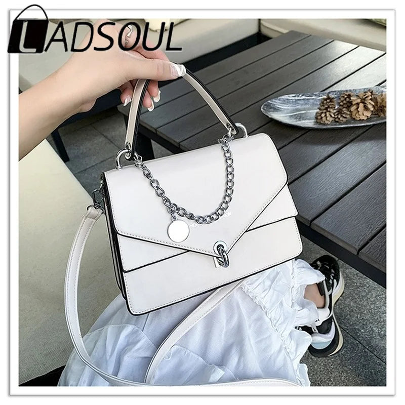 LADSOUL Small Square Women Messenger Bag Chains Handbag Shoulder Cross Body