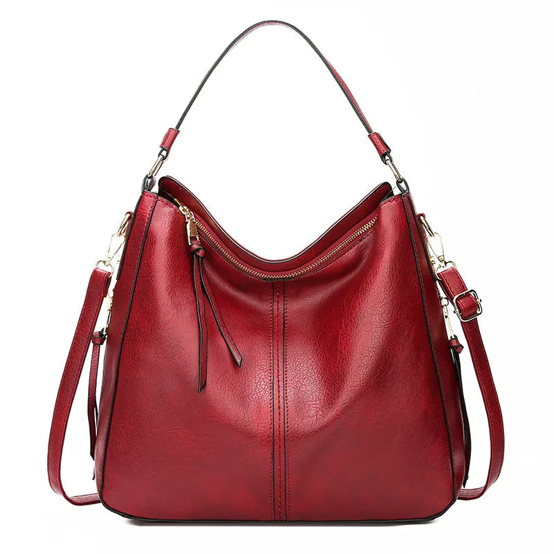 Vintage Leather Shoulder Bag Large Tote Women's Handbag