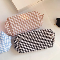 Houndstooth Cosmetic Bag Toiletry Handbag Large-capacity Makeup Organizer