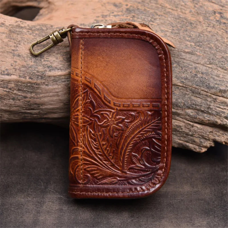 Leather Key Chain Men Women Key Case Multifunction Organizer Wallet