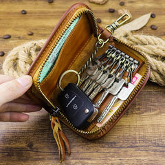 Leather Key Chain Men Women Key Case Multifunction Organizer Wallet