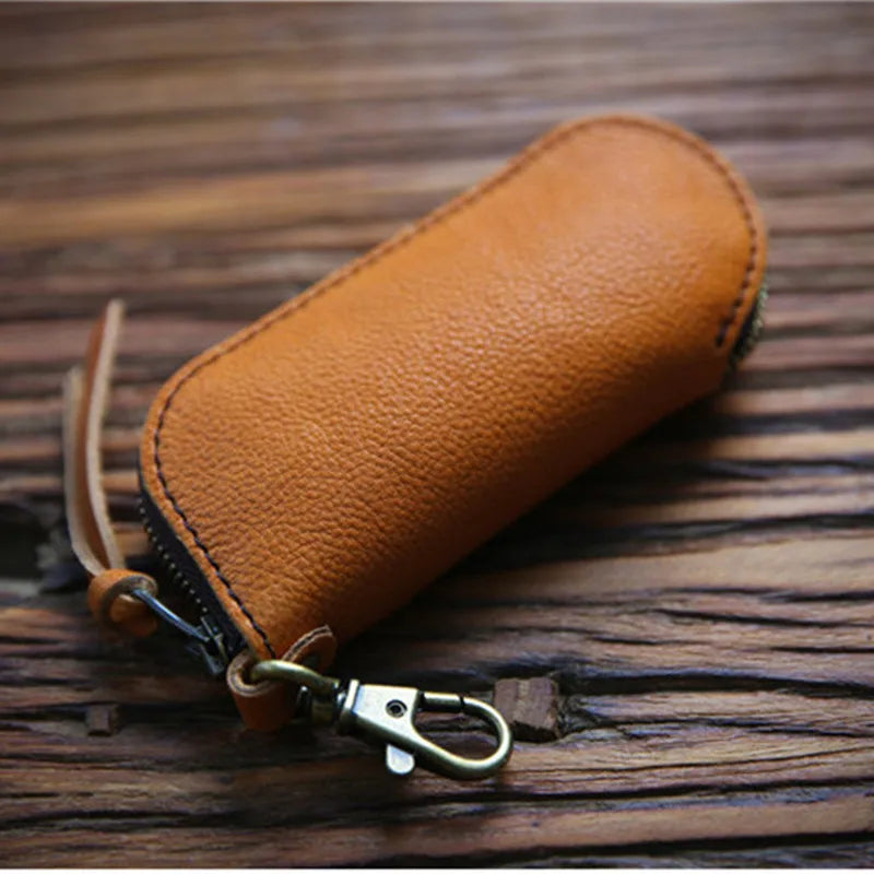 Leather Key Wallet Men Women Car Key Bag 6 Rings