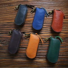 Leather Key Wallet Men Women Car Key Bag 6 Rings