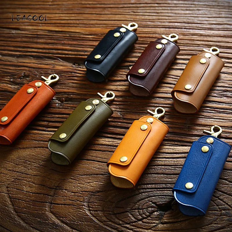 Leather Key Wallet Multifunction Organizer Men Ladies Smart Holder