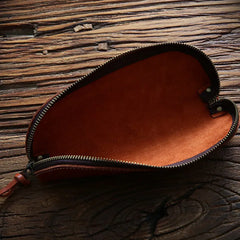 Vintage Leather Pencil Bag Big Capacity Zipper Pen Case