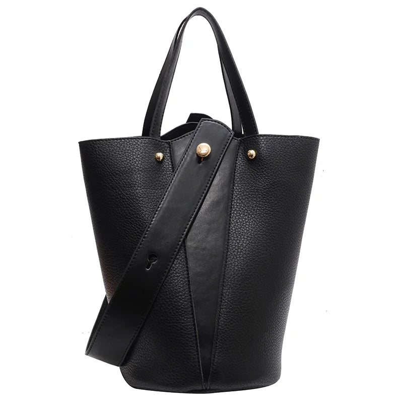 LEFTSIDE Bucket Crossbody Bag Women Vintage Solid Shoulder Handbag