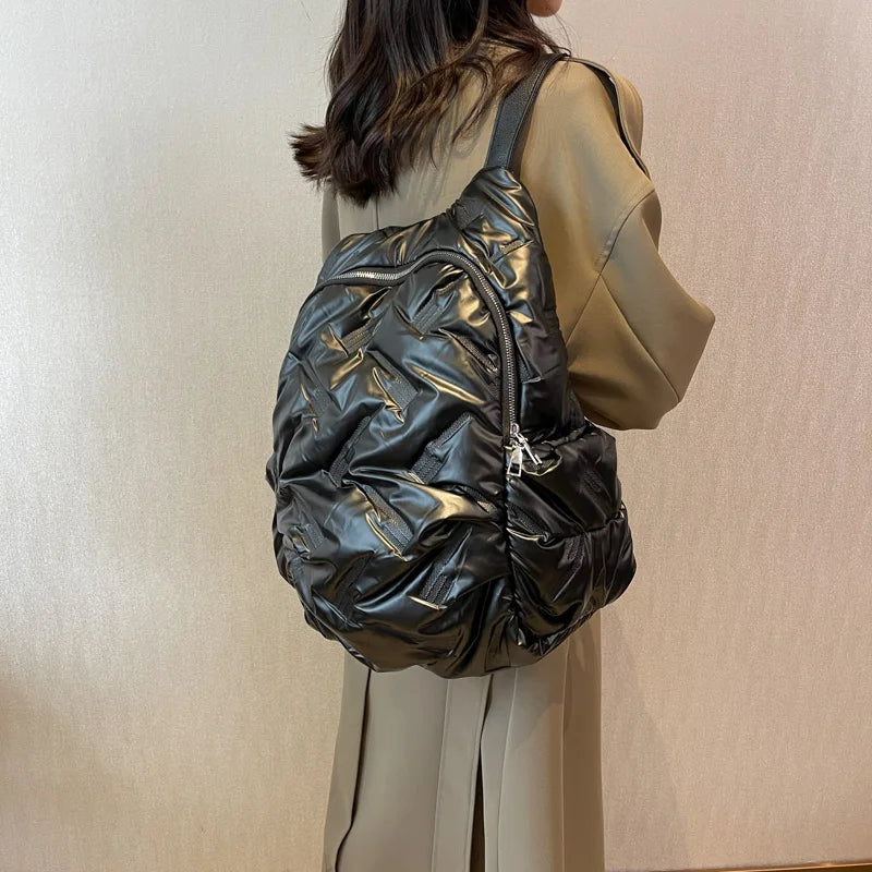 Fluffy Cotton Winter Backpack for Women
