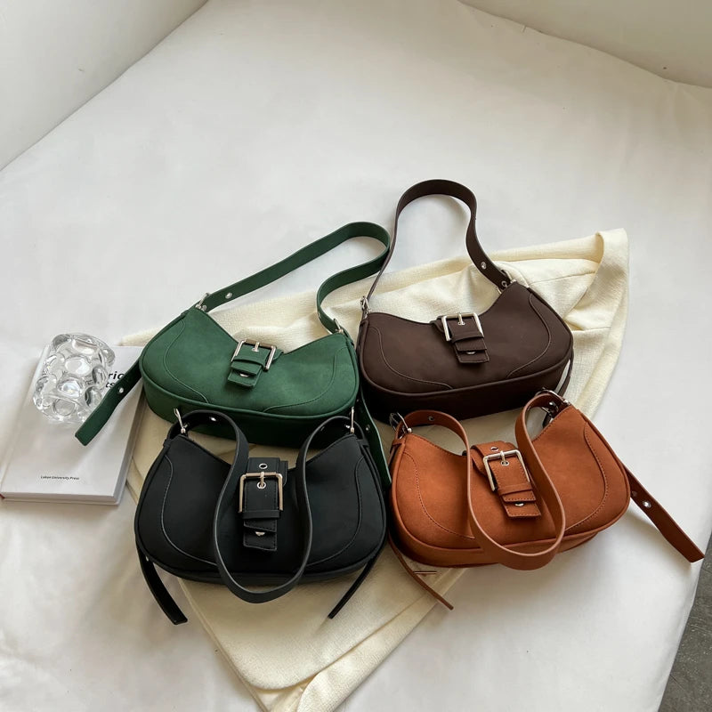 LEFTSIDE Crossbody Bags for Women Winter Small Solid Saddle Bags Handbags