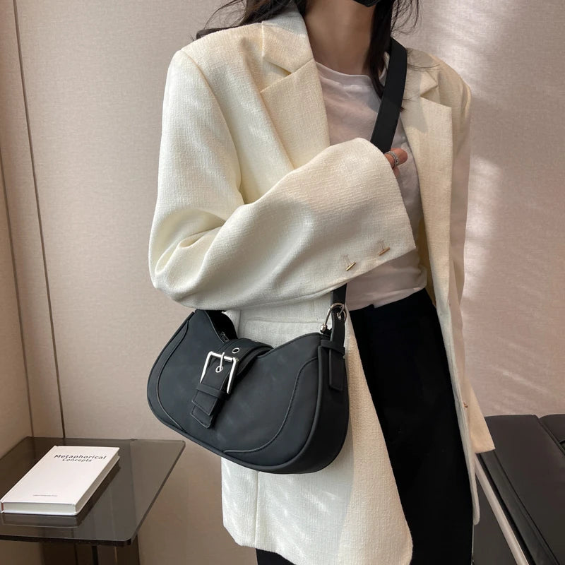 LEFTSIDE Crossbody Bags for Women Winter Small Solid Saddle Bags Handbags