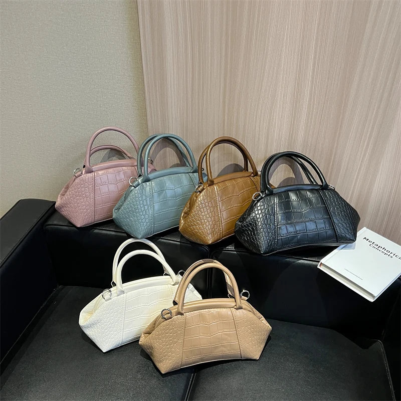 Winter Stone Pattern Leather Crossbody Bag for Women