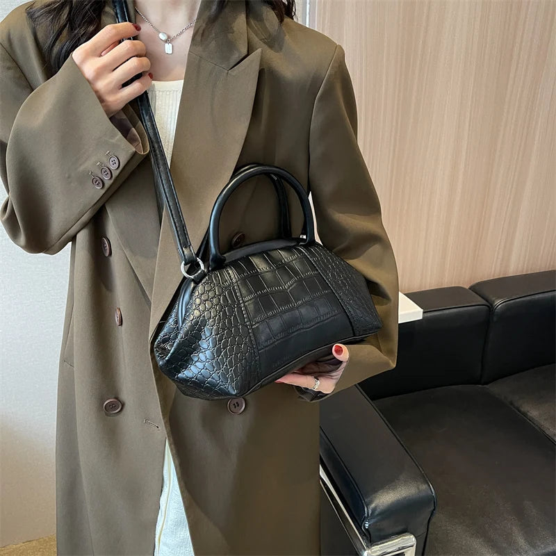 Winter Stone Pattern Leather Crossbody Bag for Women