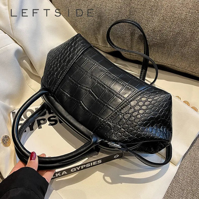 Winter Stone Pattern Leather Crossbody Bag for Women