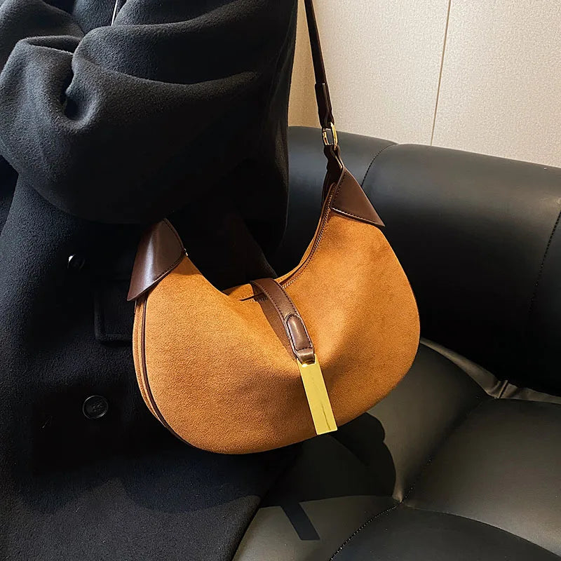 Winter Leather Saddle Bag for Women - Small Crossbody Handbag