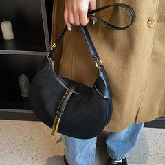 Winter Leather Saddle Bag for Women - Small Crossbody Handbag