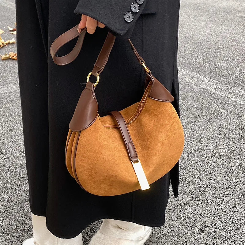 Winter Leather Saddle Bag for Women - Small Crossbody Handbag