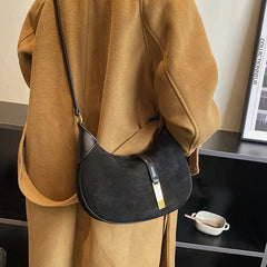 Winter Leather Saddle Bag for Women - Small Crossbody Handbag