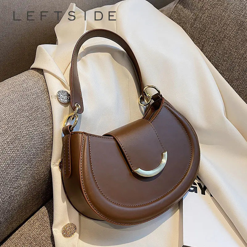 Women's Leather Saddle Shoulder Crossbody Handbag